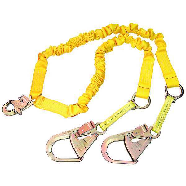 Shock Absorbing Lanyard, 6 ft., 310 lb. Weight Capacity, Yellow