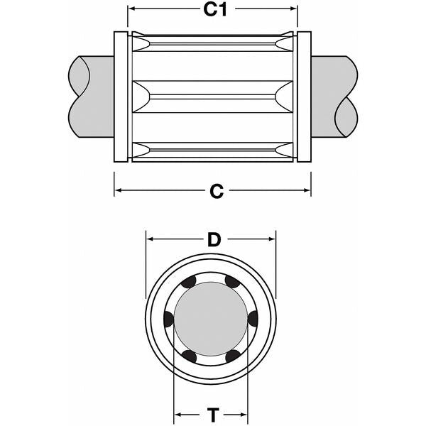 Ball Bushing Bearing, Closed, Bore 1.25 In