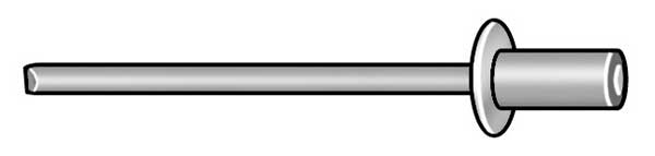 Blind Rivet, Dome Head, 3/16 in Dia., 45/64 in L, Aluminum Body, 250 PK