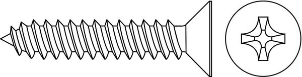 Sheet Metal Screw, #8 x 3/4 in, Zinc Plated Steel Flat Head Phillips Drive, 12000 PK