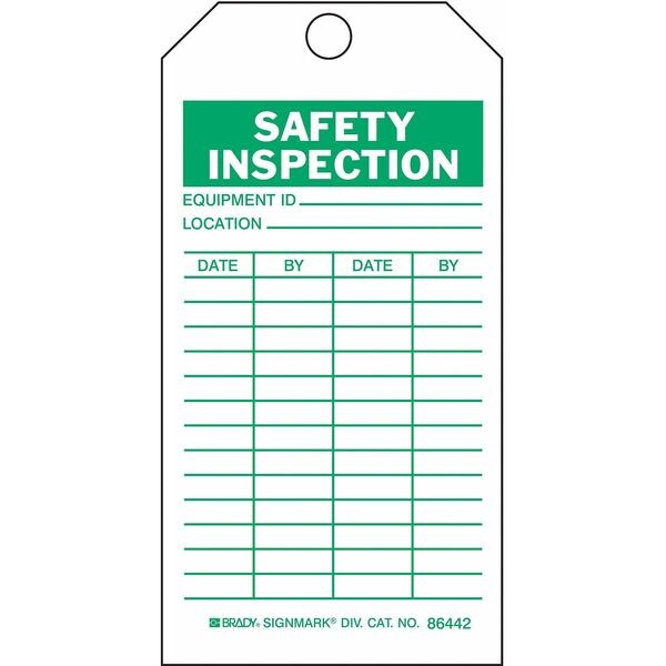 Saf Inspection Tag, 5-3/4 x 3 In, Brs, PK10