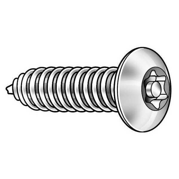 Sheet Metal Screw, #4 x 3/8 in, Zinc Plated Steel Pan Head Torx Drive, 100 PK