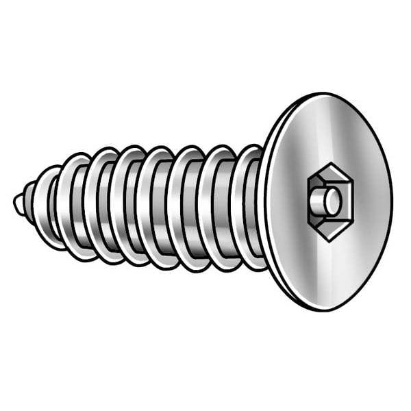 1/2 in Torx Flat Tamper Resistant Screw, 18-8 Stainless Steel, Plain Finish, 25 PK