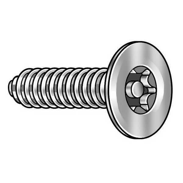 1 in Torx Flat Tamper Resistant Screw, 18-8 Stainless Steel, Plain Finish, 25 PK