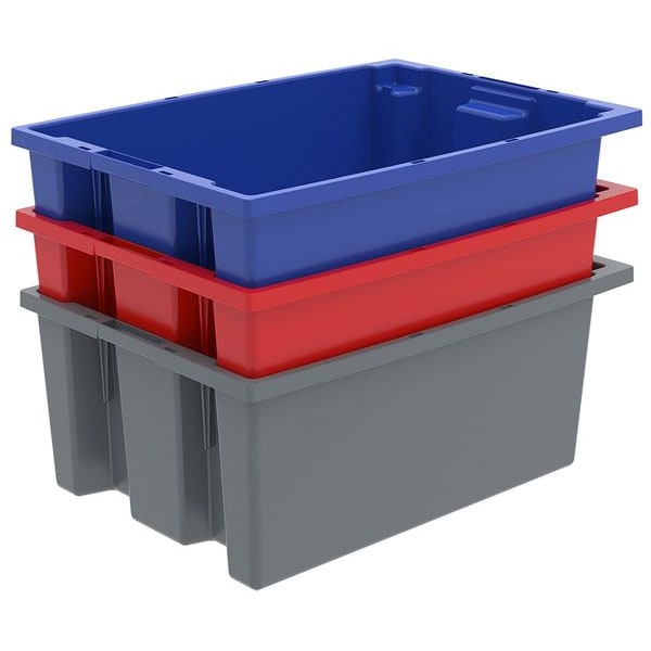 Stack & Nest Container, Blue, Industrial Grade Polymer, 19 1/2 in L, 13 1/2 in W, 8 in H