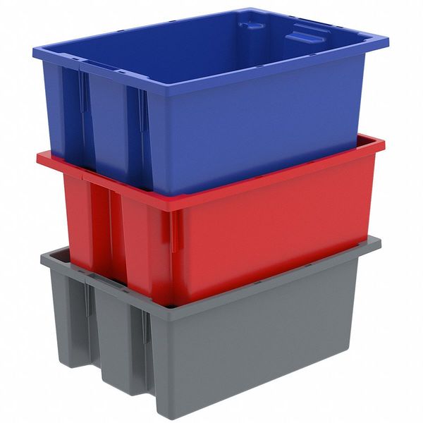 Stack & Nest Container, Red, Industrial Grade Polymer, 19 1/2 in L, 13 1/2 in W, 8 in H