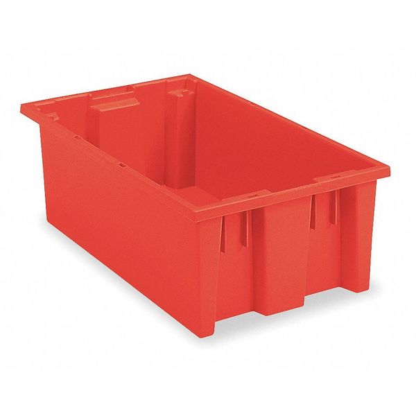 Stack & Nest Container, Red, Industrial Grade Polymer, 18 in L, 11 in W, 9 in H