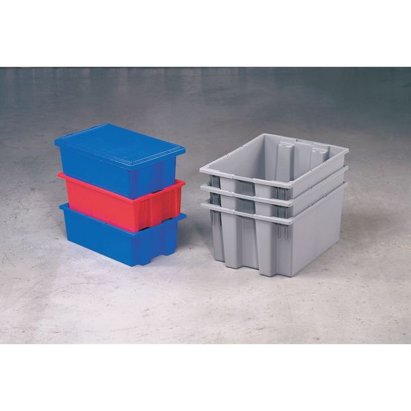 Stack & Nest Container, Blue, Industrial Grade Polymer, 29 1/2 in L, 19 1/2 in W, 15 in H