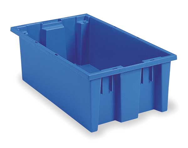 Stack & Nest Container, Blue, Industrial Grade Polymer, 18 in L, 11 in W, 9 in H