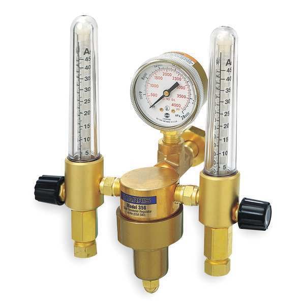 Flowmeter Regulator, Two Stage, CGA-580, 0 to 4000 psi, Use With: Argon, Helium