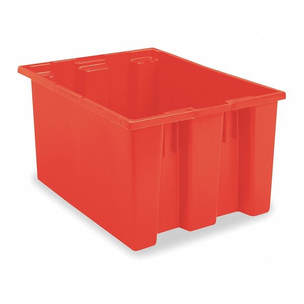 Stack & Nest Container, Red, Industrial Grade Polymer, 23 1/2 in L, 19 1/2 in W, 10 in H