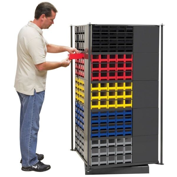 Revolving Storage Bin, Gray, Steel, 31 in L x 31 in W x 60 in H, 1,000 lb Load Capacity