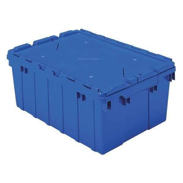 Blue Attached Lid Container, Plastic, Steel Hinge