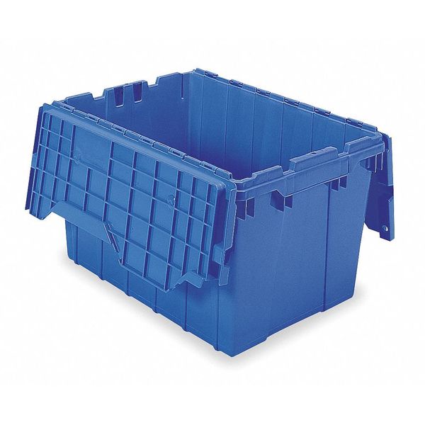 Blue Attached Lid Container, Plastic, Steel Hinge