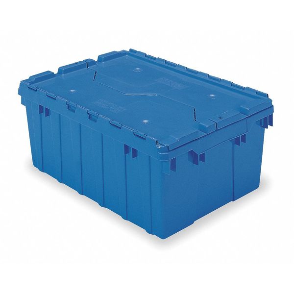 Blue Attached Lid Container, Plastic, Steel Hinge