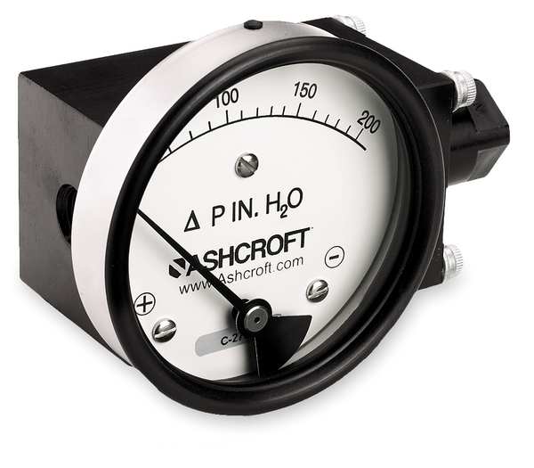 Pressure Gauge, 0 to 200 In H2O