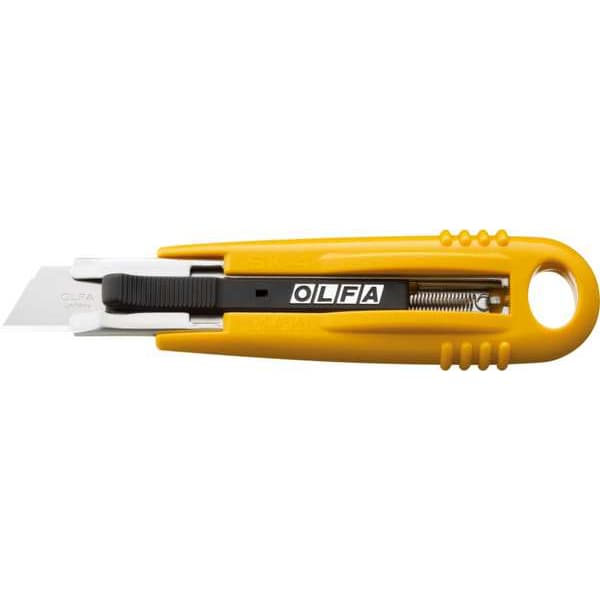 5-3/4 in. L. Self-Retracting Safety Knife, Rounded Safety Blade, ABS