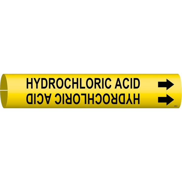 Pipe Marker, Hydrochloric Acid, Y, 4 to6 In
