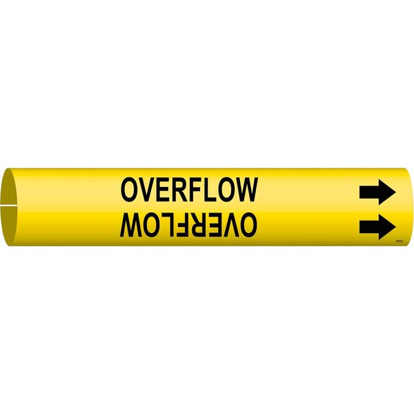 Pipe Marker, Overflow, Y, 2-1/2 to3-7/8 In