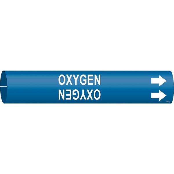 Pipe Marker, Oxygen, Blue, 2-1/2 to3-7/8 In