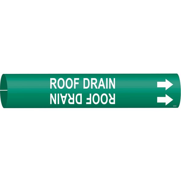 Pipe Marker, Roof Drain, Green, 4 to 6 In