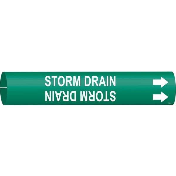 Pipe Marker, Storm Drain, Green, 4 to 6 In