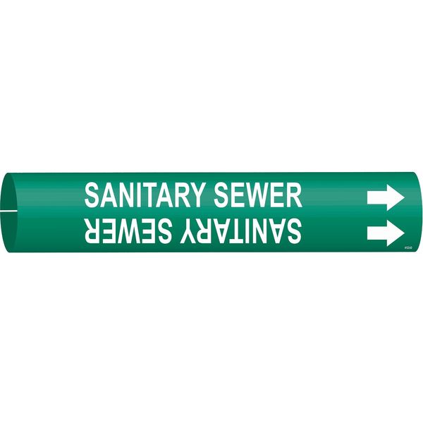 Pipe Marker, Sanitary Sewer, Grn, 4 to 6 In