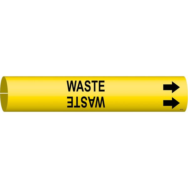 Pipe Marker, Waste, Yellow, 4 to 6 In