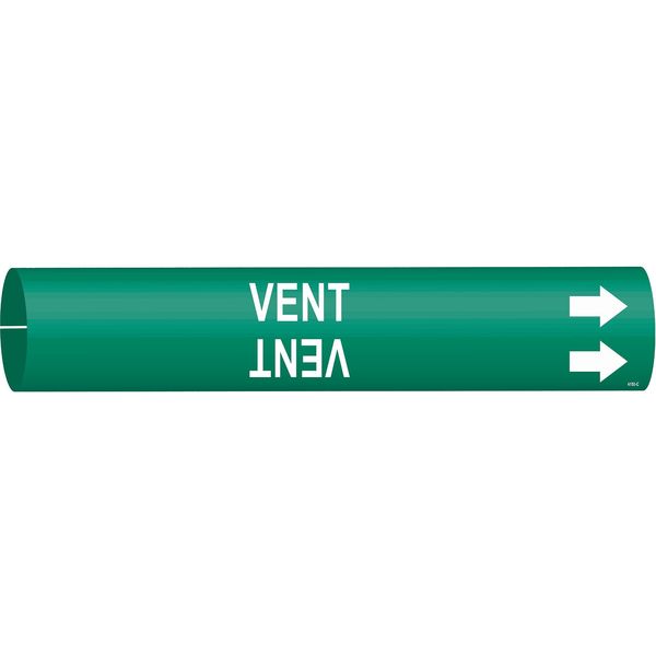Pipe Marker, Vent, Green, 2-1/2 to 3-7/8 In