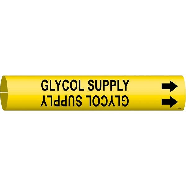 Pipe Marker, Glycol Supply, Yel, 4 to 6 In