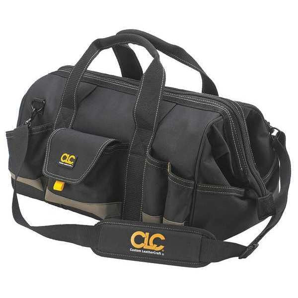 Wide-Mouth Tool Bag, Polyester, 31 Pockets, Black/Tan, 11