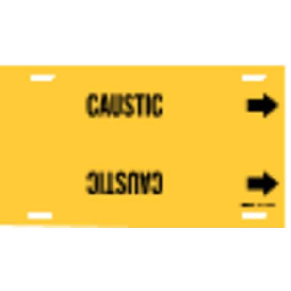 Pipe Marker, Caustic, Yellow, 10 to 15 In