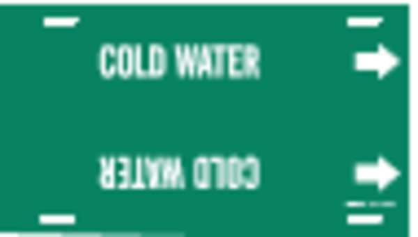 Pipe Marker, Cold Water, Green, 10 to 15 In
