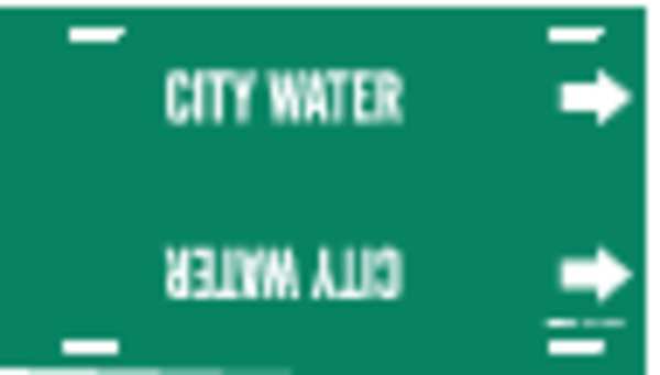 Pipe Marker, City Water, Green, 10 to 15 In
