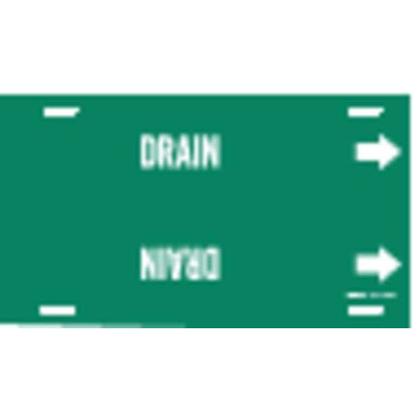 Pipe Marker, Drain, Green, 6 to 7-7/8 In