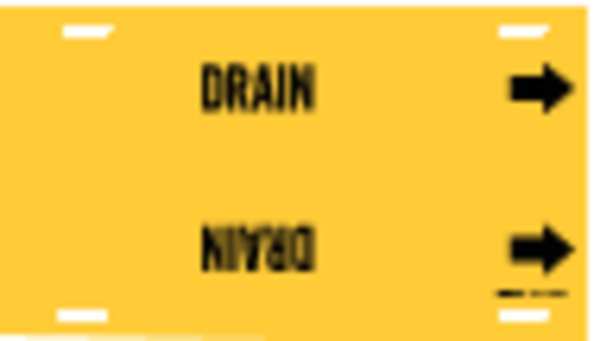 Pipe Marker, Drain, Yellow, 8 to 9-7/8 In