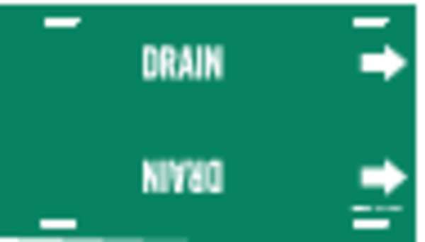Pipe Marker, Drain, Green, 10 to 15 In