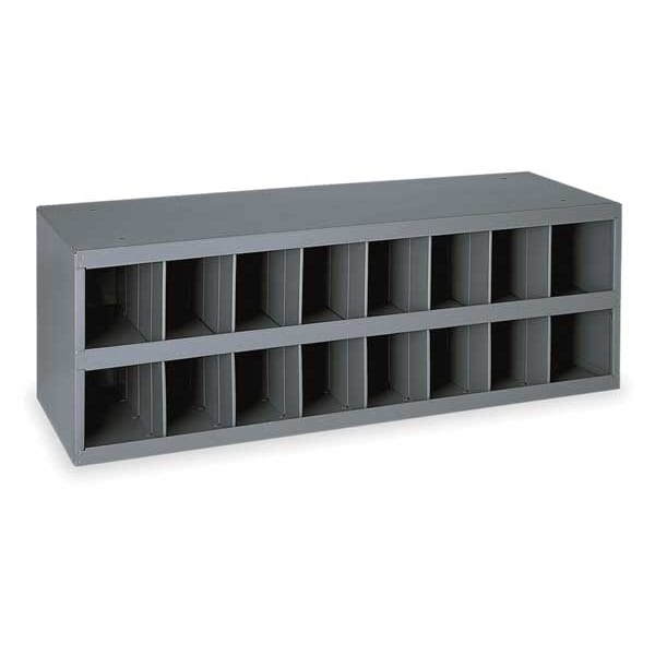 Prime Cold Rolled Steel Pigeonhole Bin Unit, 12 in D x 11 1/2 in H x 33 3/4 in W, 2 Shelves, Gray