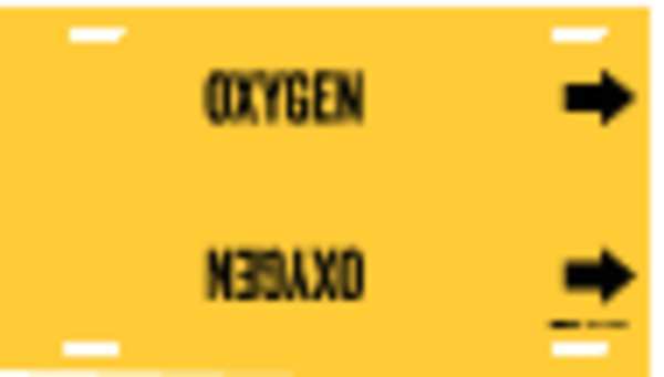 Pipe Marker, Oxygen, Yellow, 8 to 9-7/8 In