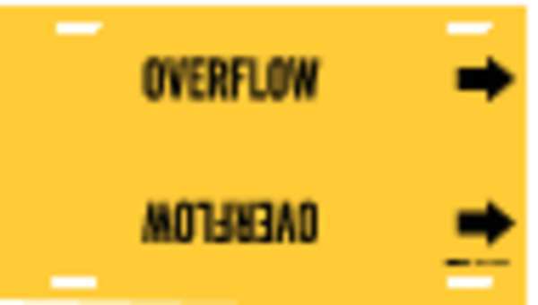 Pipe Marker, Overflow, Yellow, 10 to 15 In