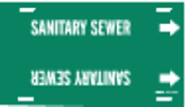 Pipe Marker, Sanitary Sewer, Gn, 10 to15 In