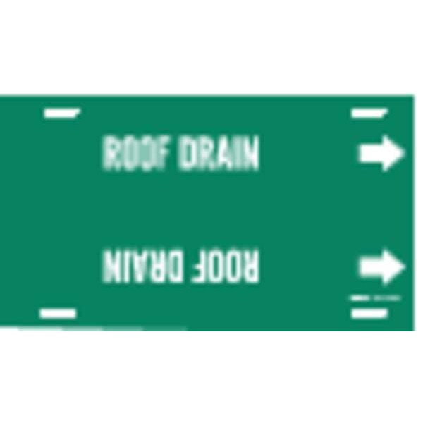Pipe Marker, Roof Drain, Grn, 8 to 9-7/8 In