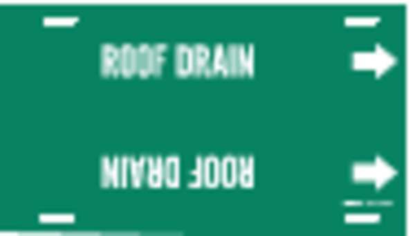 Pipe Marker, Roof Drain, Green, 10 to 15 In