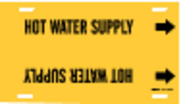 Pipe Marker, Hot Water Supply, Y, 10to15 In
