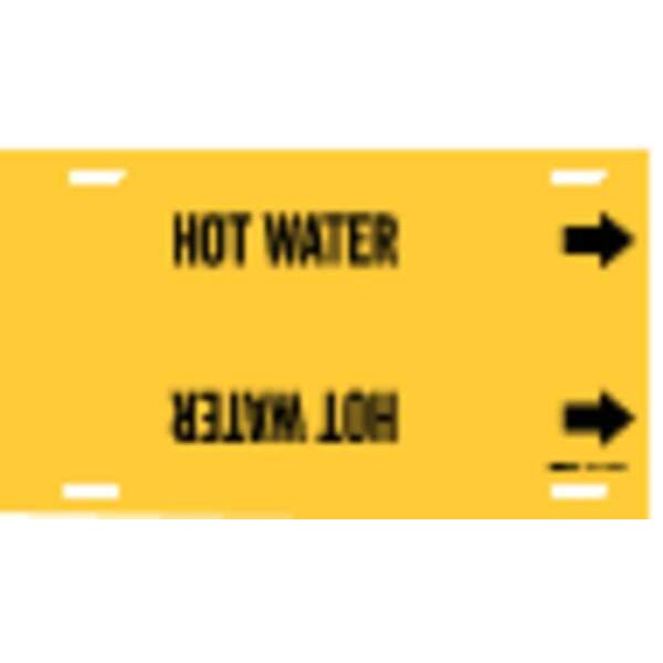 Pipe Marker, Hot Water, Yel, 6 to 7-7/8 In