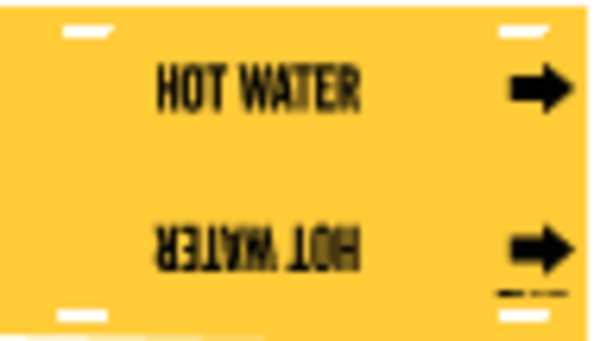 Pipe Marker, Hot Water, Yellow, 10 to 15 In