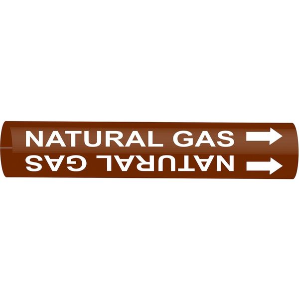 Pipe Marker, Natural Gas, Br, 8 to9-7/8 In