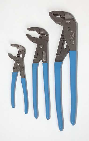 3 Piece Griplock Plastic Grip Tongue and Groove Plier Set Dipped Handle
