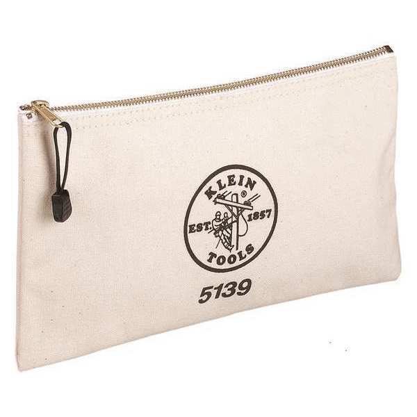 Tool Bag, #10 Canvas with Brass Zipper, 1 Pockets, natural, 7