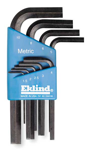9 Piece Metric L-Shape Hex Key Set, 10509
